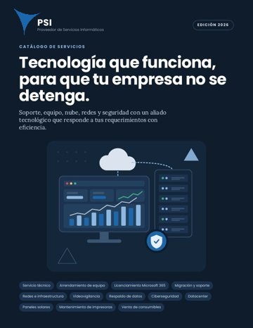 Portada del catálogo de servicios de PSI 2026